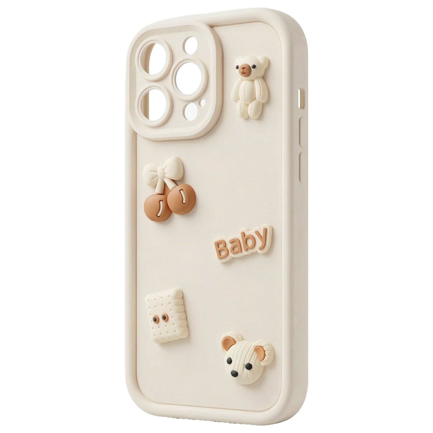 Case for Apple iPhone 16, OEM, Ultra Trendy 3D Bear, Beige