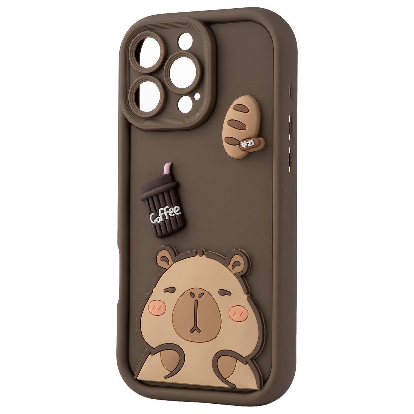 Case for Apple iPhone 16 Pro Max, OEM, Ultra Trendy 3D Capybara, Brown