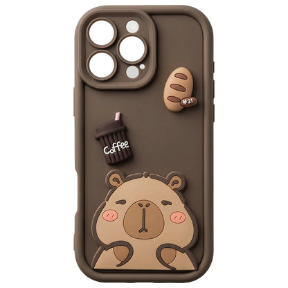 Case for Apple iPhone 16, OEM, Ultra Trendy 3D Capybara, Brown