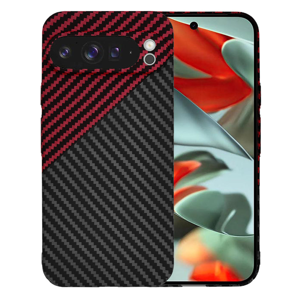 Case for Google Pixel 9 Pro XL, Techsuit, Carbonite FiberShell, Black Red