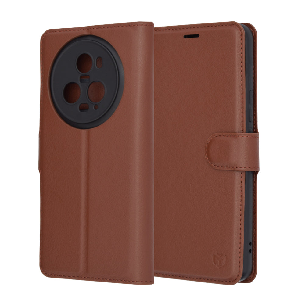 Case for Honor Magic5 Pro, Techsuit, Leather Folio, Brown