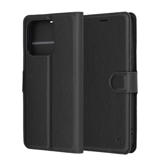 Case for Honor X8c, Techsuit, Leather Folio, Black