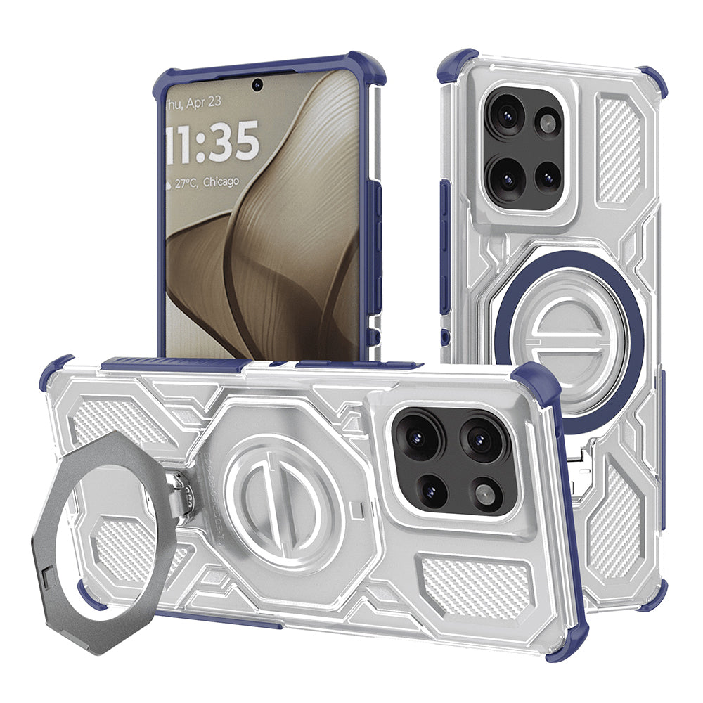 Case for Motorola Edge 50, Techsuit, Carbon Shield Pro, Blue