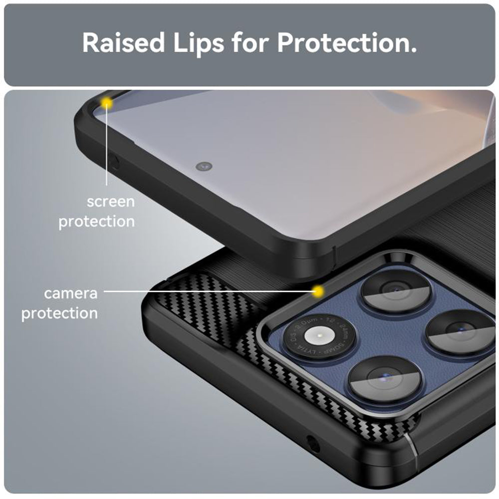 Case for Motorola Edge 60 Pro, Techsuit, Carbon, Black