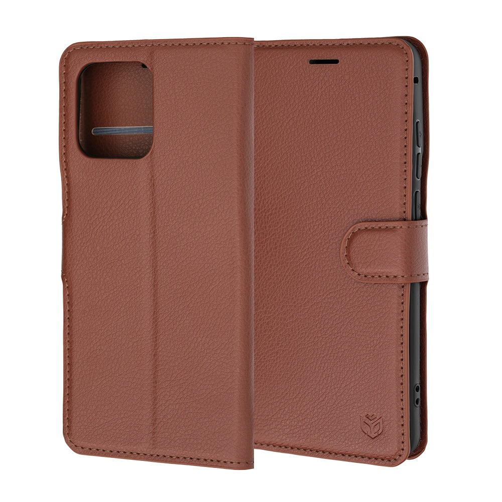 Case for Motorola Edge 70 Fusion, Techsuit, Leather Folio, Brown