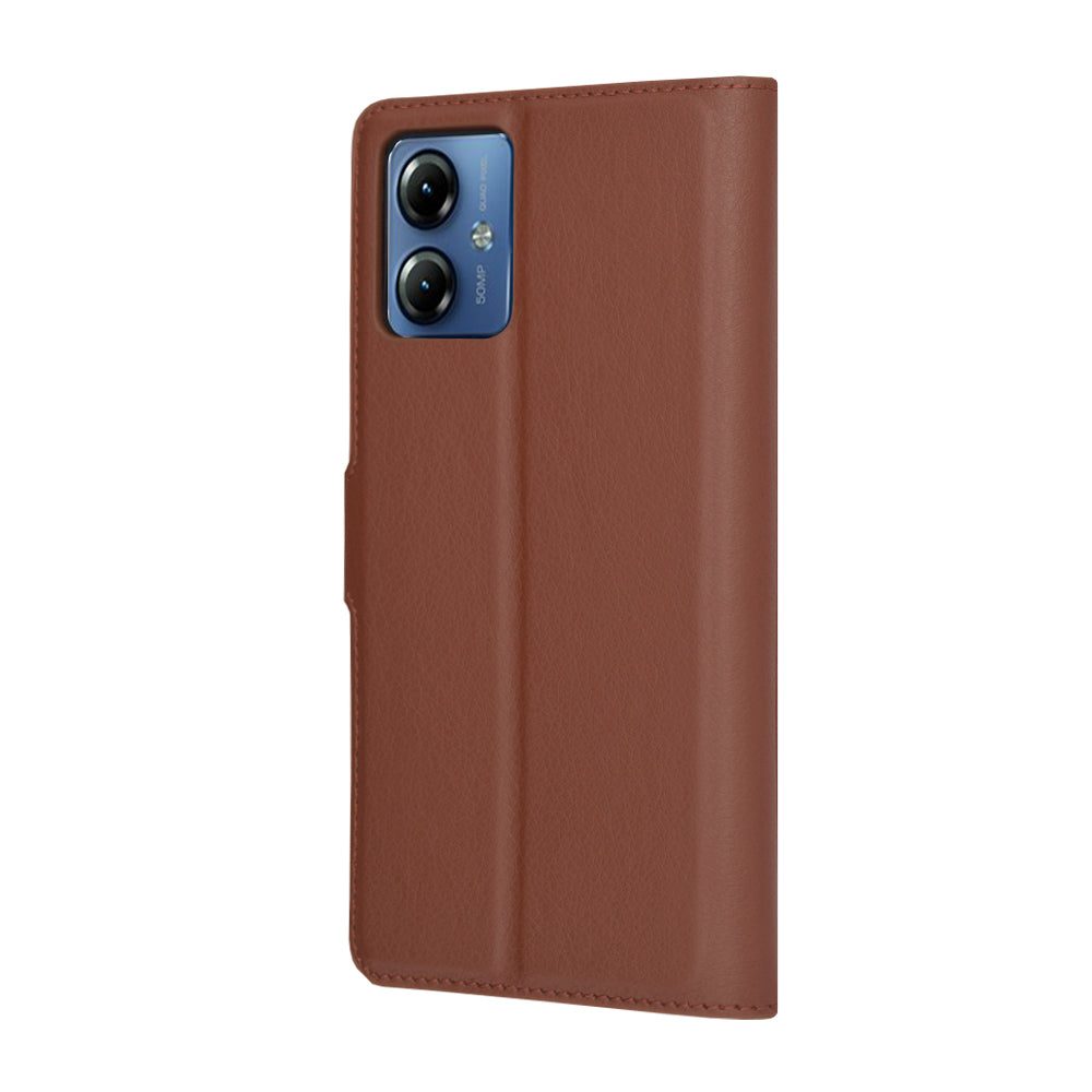 Case for Motorola Moto G14, Techsuit, Leather Folio, Brown