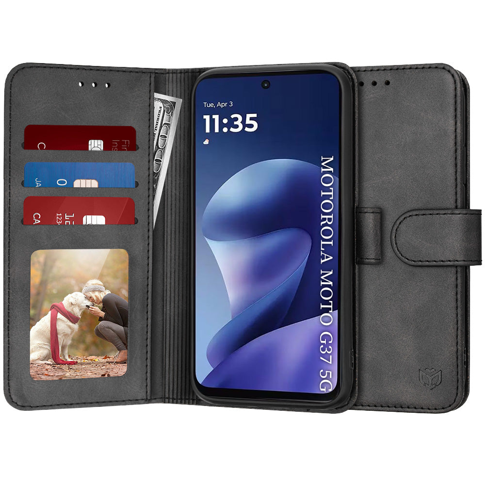 Case for Motorola Moto G47 / G37 Power / G37, Techsuit, Diary Book, Black