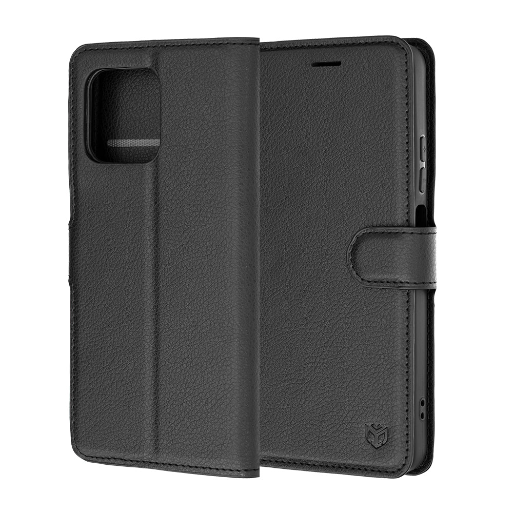 Case for Motorola Moto G47 / G37 Power / G37, Techsuit, Leather Folio, Black