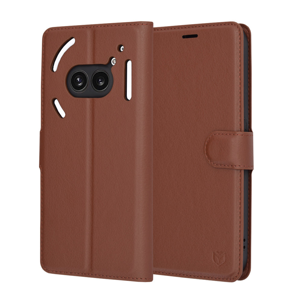 Case for Nothing Phone (2a) Plus / Phone (2a), Techsuit, Leather Folio, Brown
