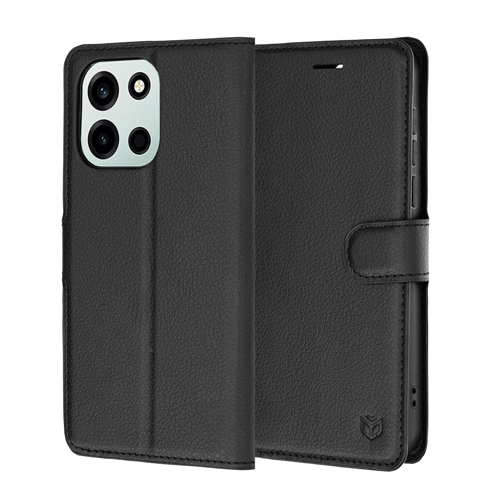 Case for OnePlus Nord 6, Techsuit, Leather Folio, Black