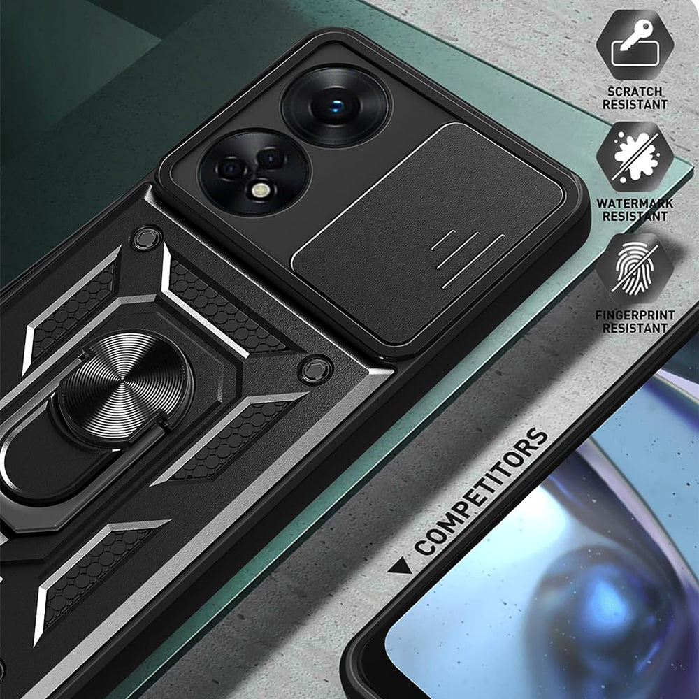 Case for Oppo A98, Techsuit, CamShield, Black