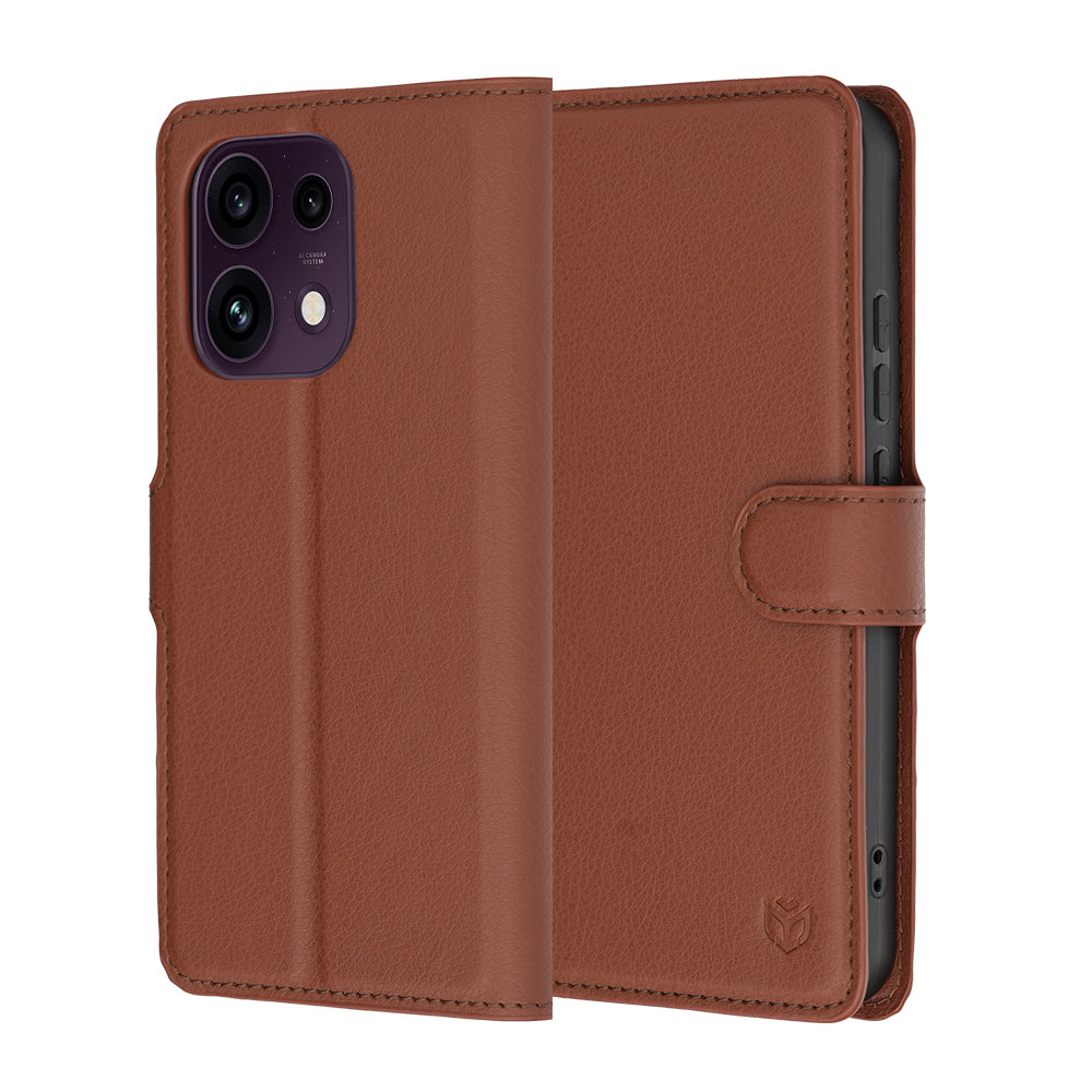 Case for Oppo Reno16 F / Reno16 FS, Techsuit, Leather Folio, Brown