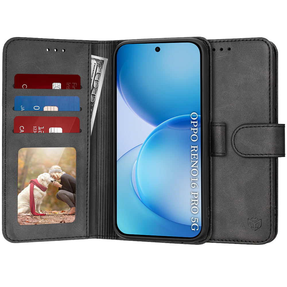 Case for Oppo Reno16 Pro, Techsuit, Diary Book, Black