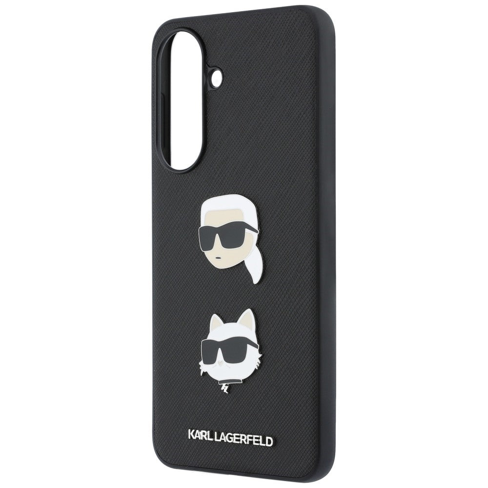 Case for Samsung Galaxy A37 5G, Karl Lagerfeld, Grained Karl & Choupette's Heads Pins and Logo, Black