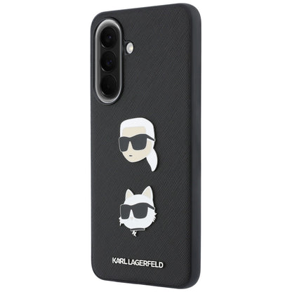 Case for Samsung Galaxy A37 5G, Karl Lagerfeld, Grained Karl & Choupette's Heads Pins and Logo, Black