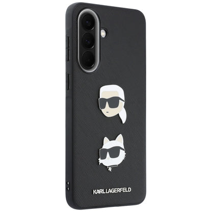 Case for Samsung Galaxy A57 5G, Karl Lagerfeld, Grained Karl & Choupette's Heads Pins and Logo, Black
