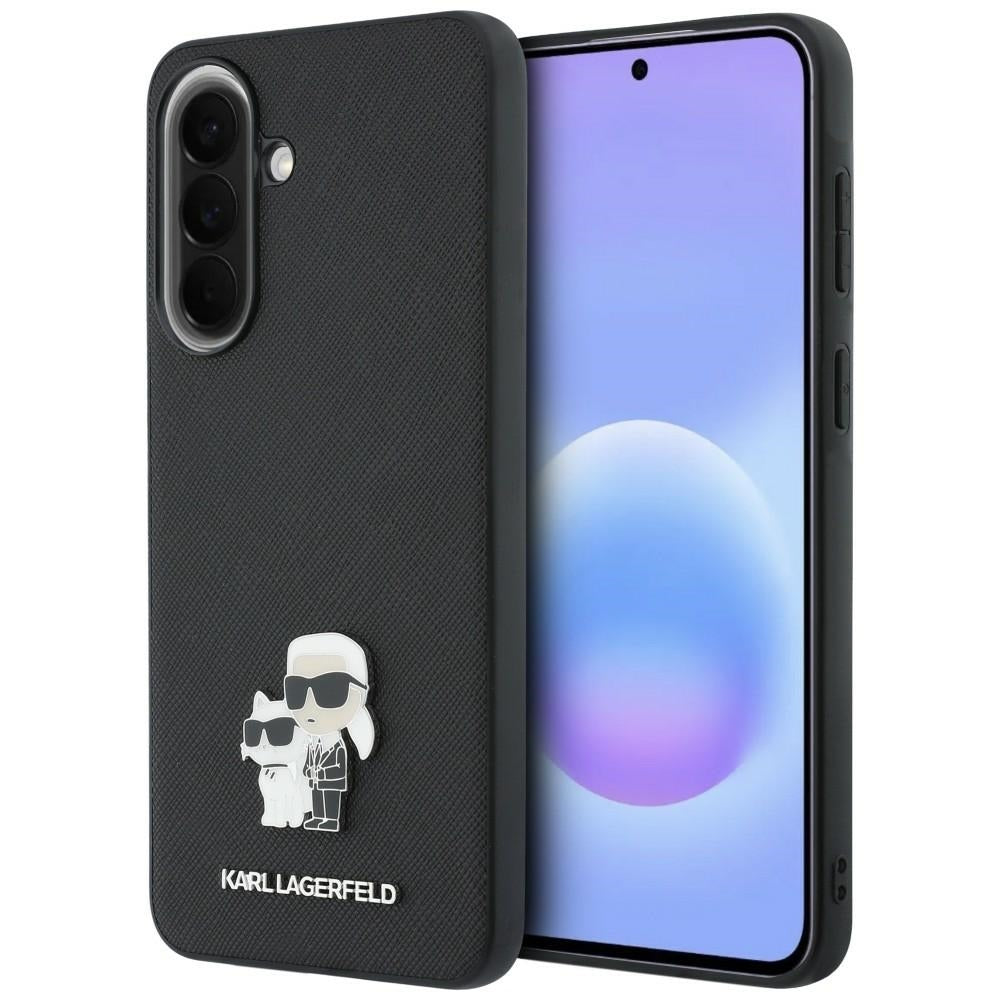 Case for Samsung Galaxy A57 5G, Karl Lagerfeld, Saffiano Karl & Choupette Metal, Black