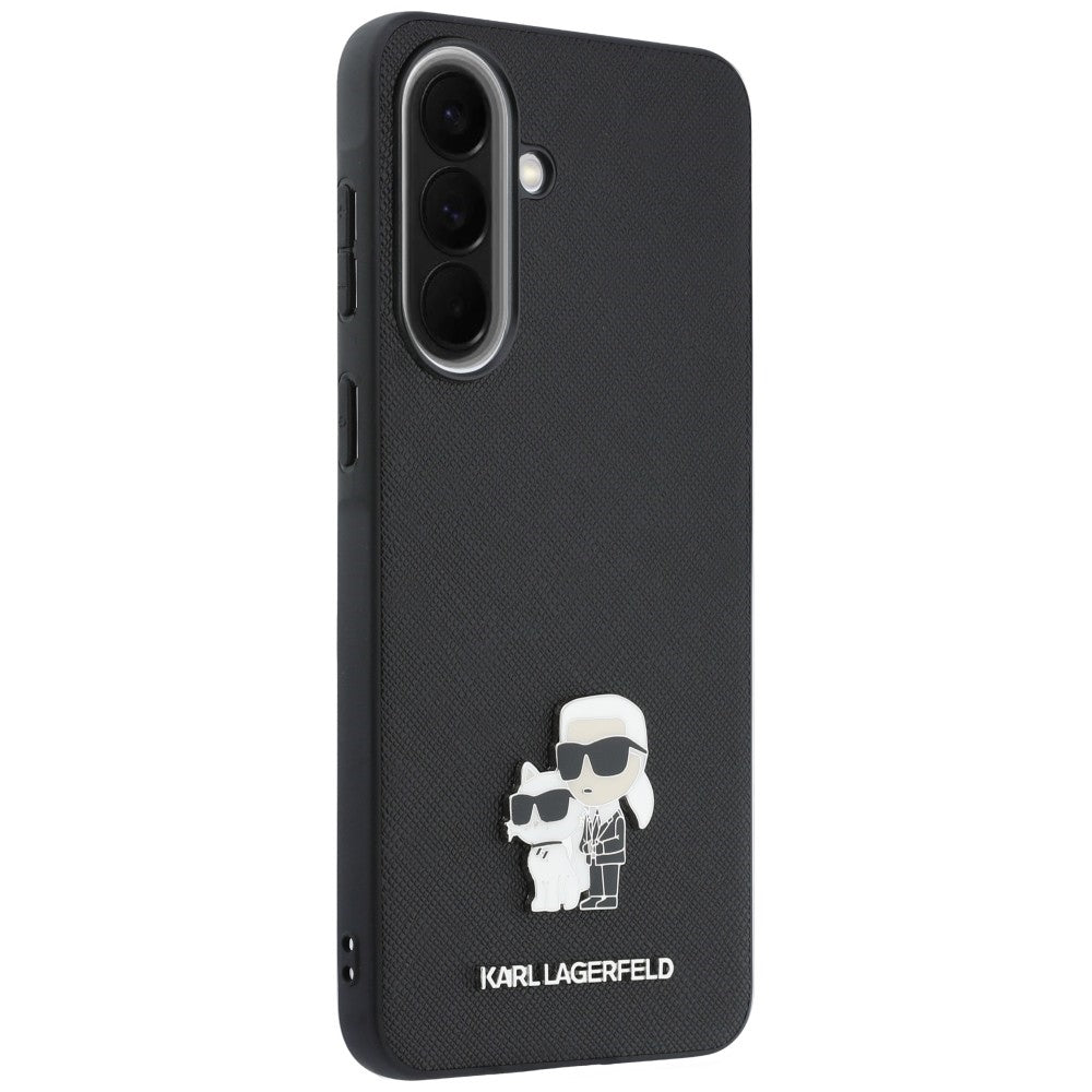 Case for Samsung Galaxy A57 5G, Karl Lagerfeld, Saffiano Karl & Choupette Metal, Black