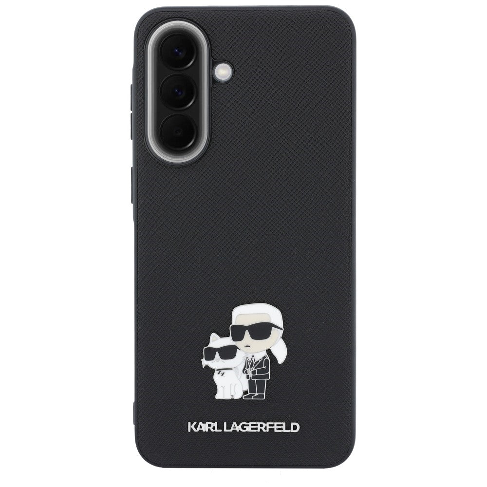 Case for Samsung Galaxy A57 5G, Karl Lagerfeld, Saffiano Karl & Choupette Metal, Black