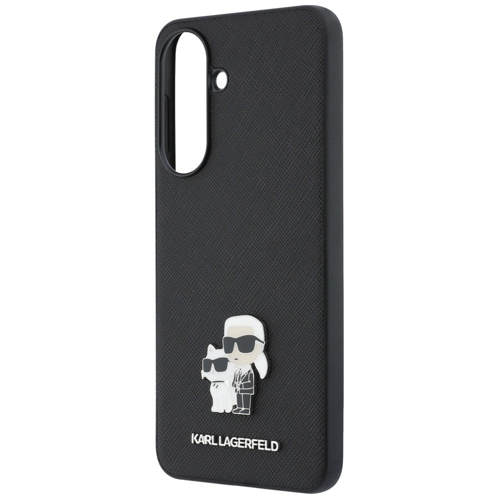 Case for Samsung Galaxy A57 5G, Karl Lagerfeld, Saffiano Karl & Choupette Metal, Black