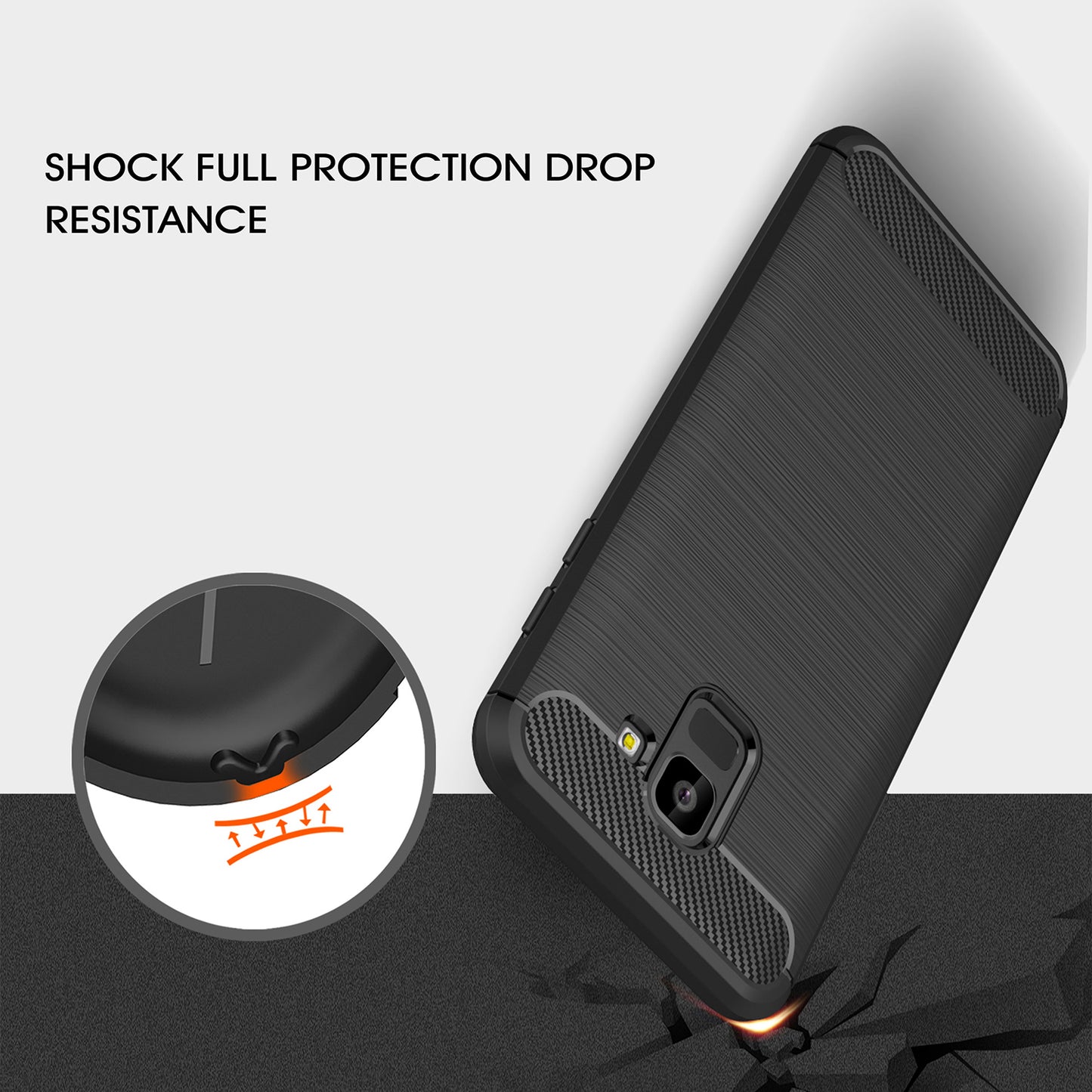 Case for Samsung Galaxy J6 J600, Techsuit, Carbon, Black