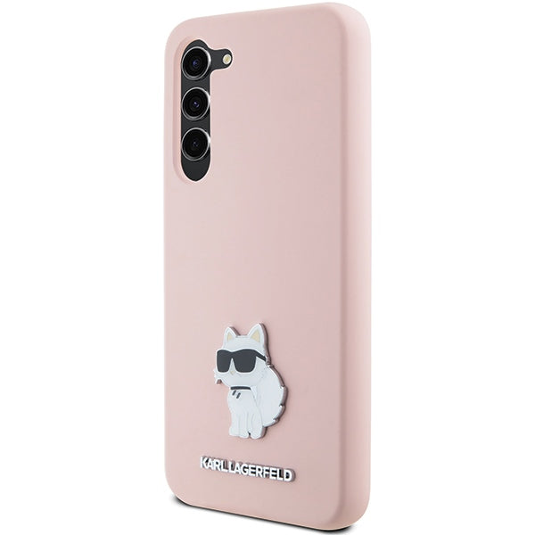 Case for Samsung Galaxy S23+ S916, Karl Lagerfeld, Silicone Choupette Metal, Pink