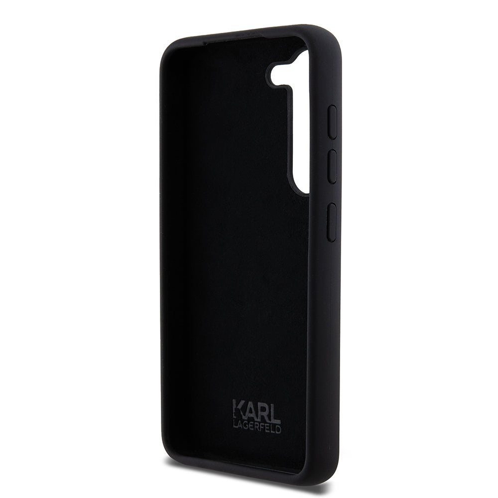 Case for Samsung Galaxy S23 S911, Karl Lagerfeld, Silicone Ikonik Karl Metal, Black