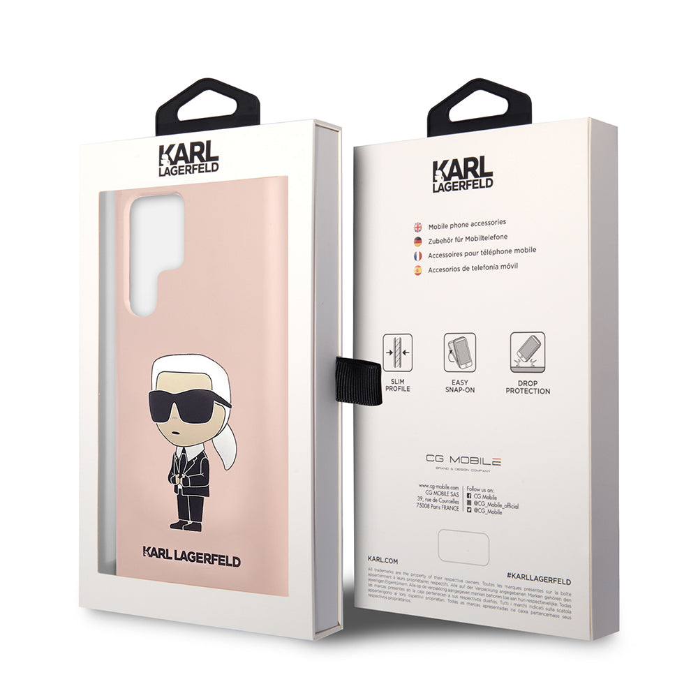 Case for Samsung Galaxy S23 Ultra S918, Karl Lagerfeld, Ikonik Karl Silicone, Pink
