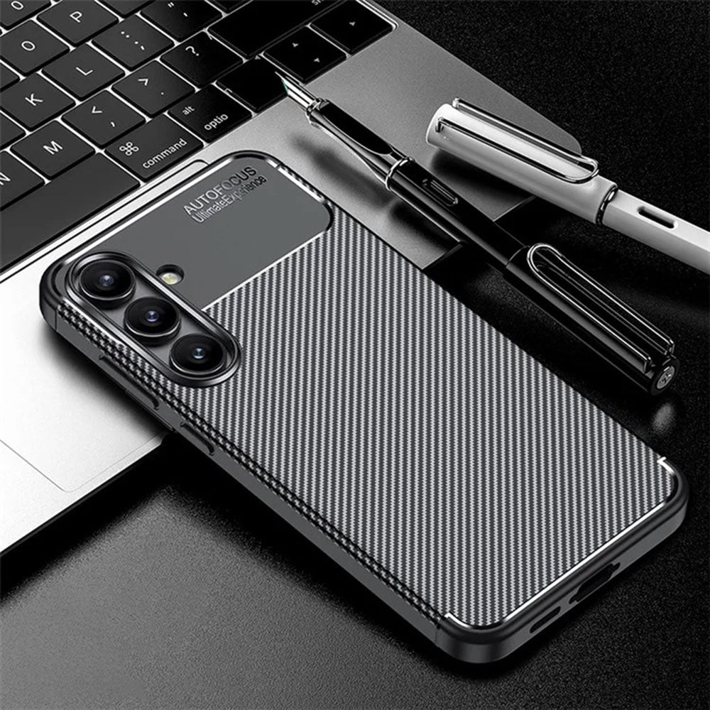 Case for Samsung Galaxy S24 FE S721, Techsuit, CarbonFiber, Black