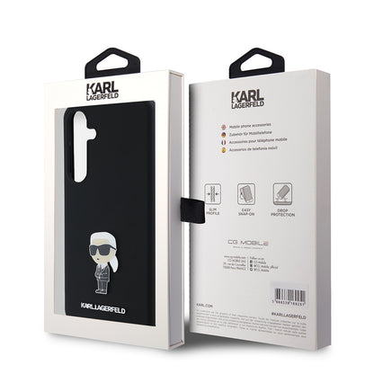 Case for Samsung Galaxy S24+ S926, Karl Lagerfeld, Silicone Ikonik Karl Metal, Black