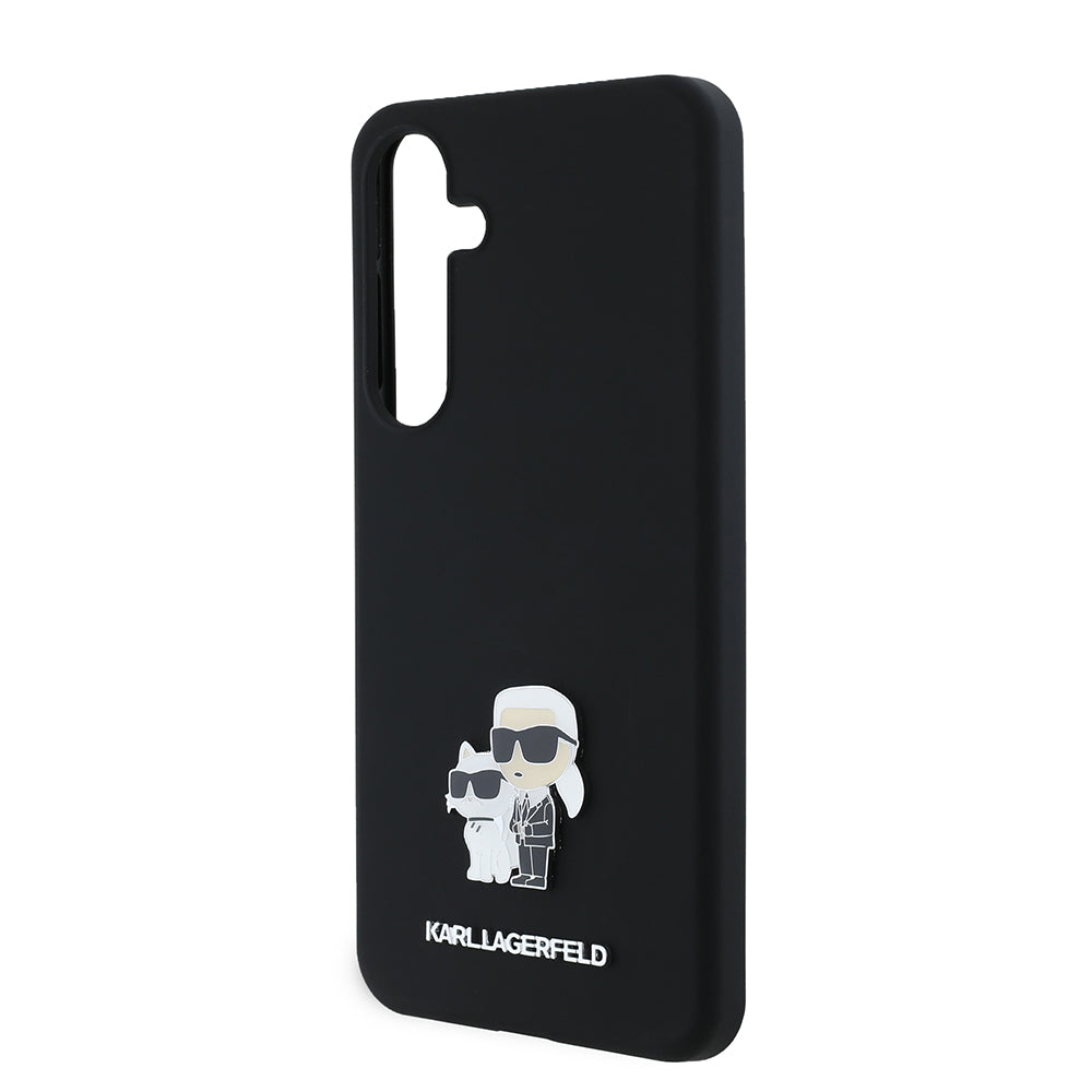 Case for Samsung Galaxy S24+ S926, Karl Lagerfeld, Silicone Karl & Choupette Metal, Black