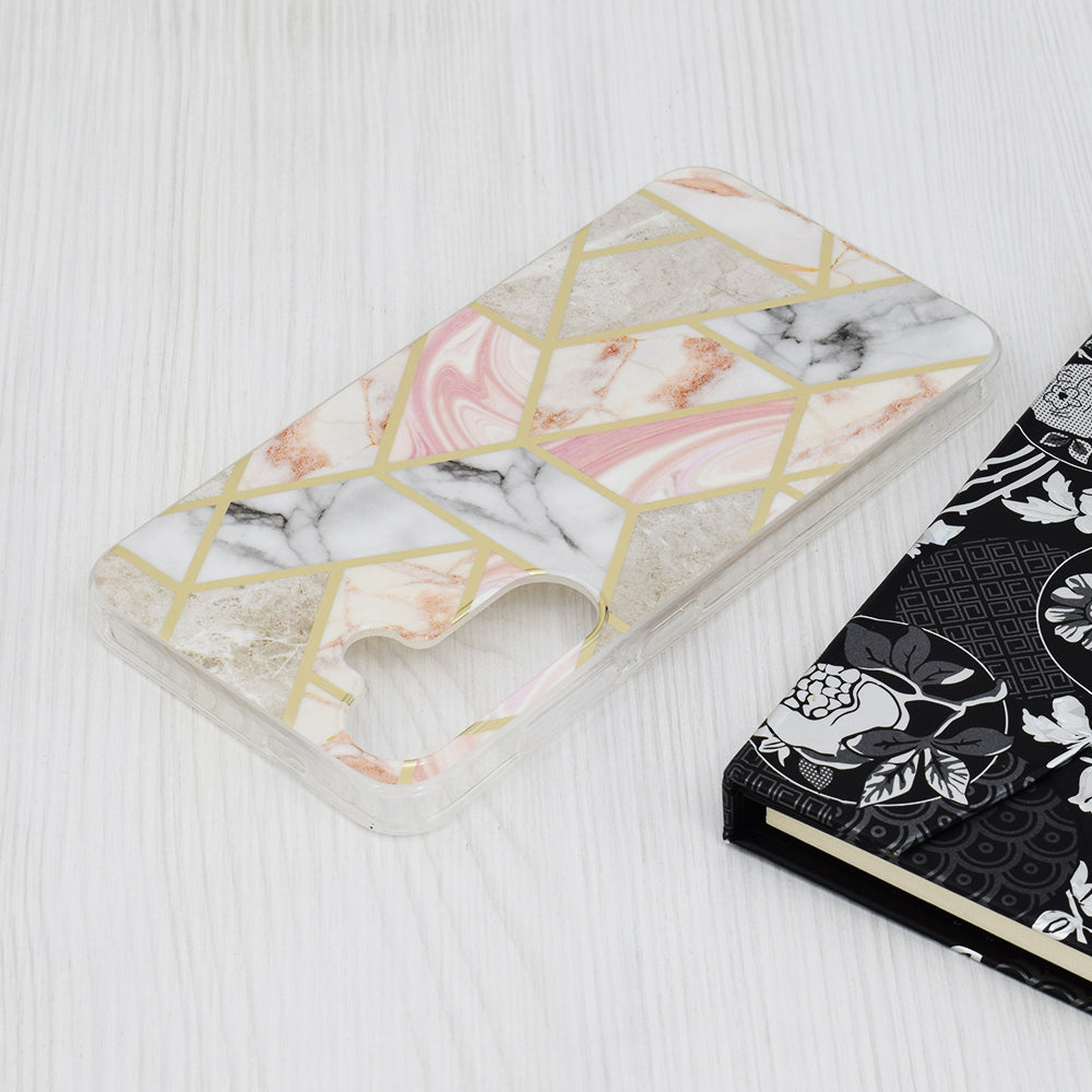 Case for Samsung Galaxy S24+ S926, Techsuit, Marble, Pink