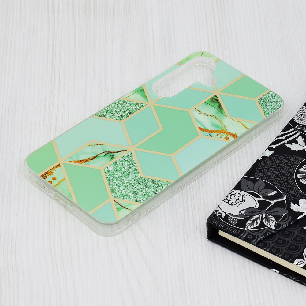 Case for Samsung Galaxy S24+ S926, Techsuit, Marble, Green