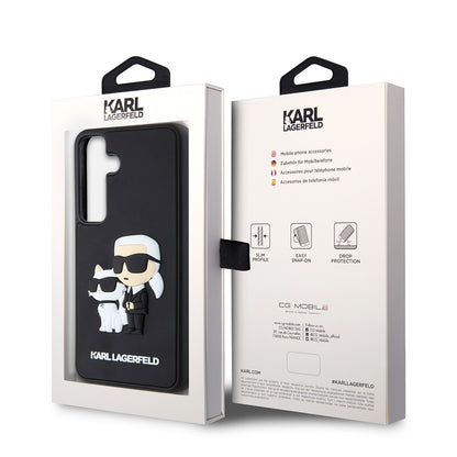 Case for Samsung Galaxy S24 S921, Karl Lagerfeld, 3D Rubber Karl & Choupette, Black