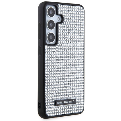 Case for Samsung Galaxy S24 S921, Karl Lagerfeld, Rhinestone Metal Plate, Silver