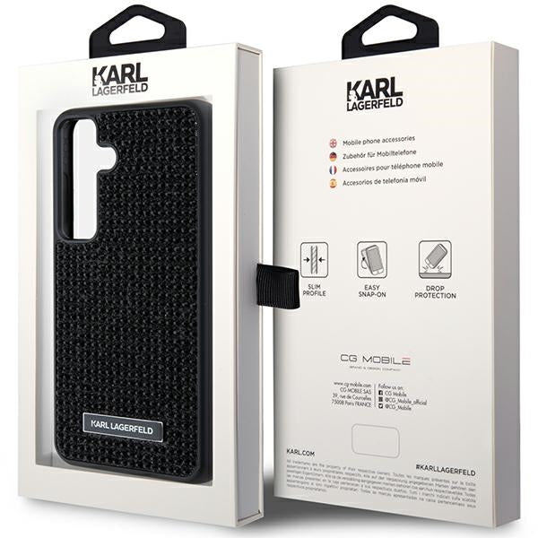 Case for Samsung Galaxy S24 S921, Karl Lagerfeld, Rhinestone Metal Plate, Black