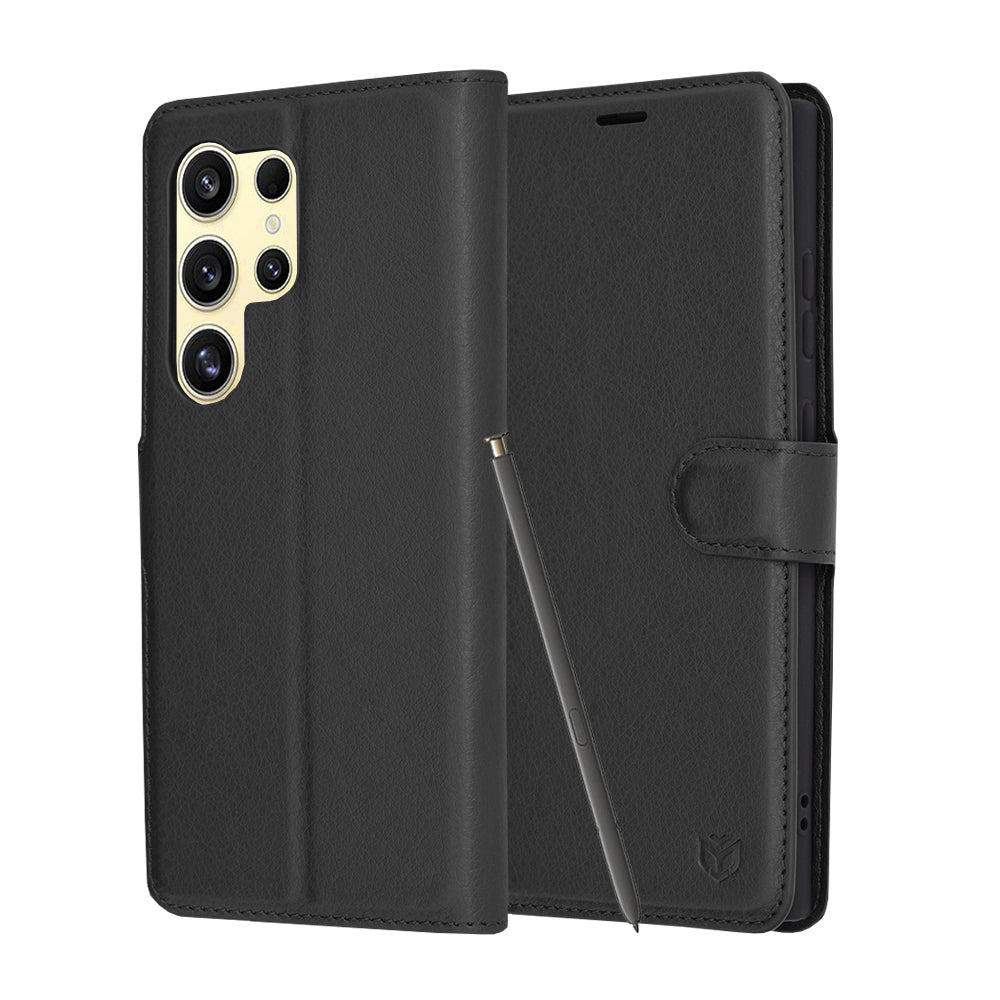 Case for Samsung Galaxy S24 Ultra S928, Techsuit, Leather Folio, Black