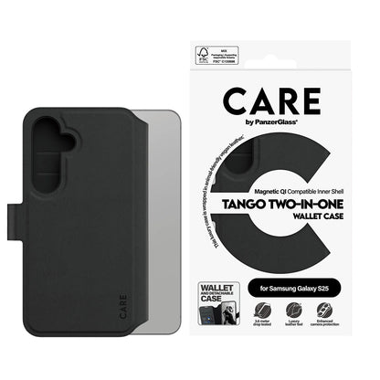 Case for Samsung Galaxy S25 S931, PanzerGlass, Care Feature Tango Two-in-One, Black