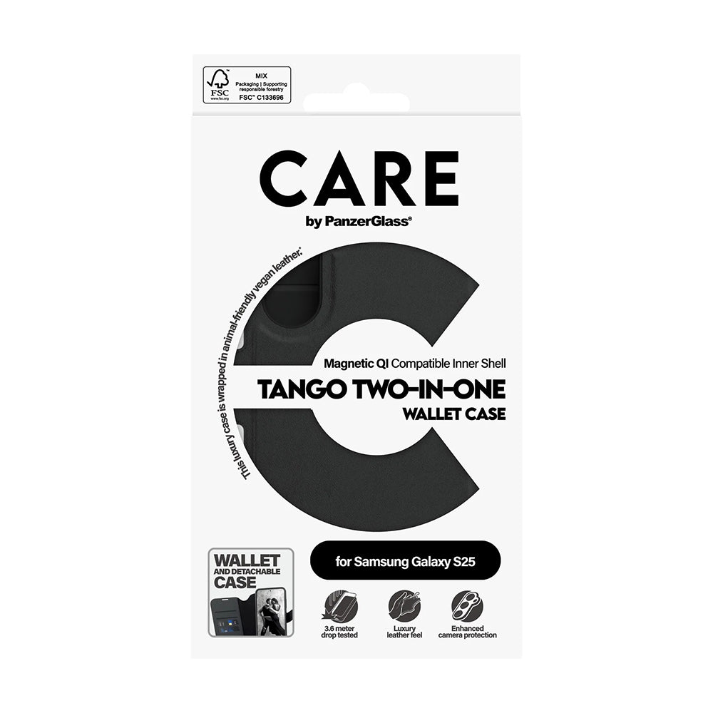 Case for Samsung Galaxy S25 S931, PanzerGlass, Care Feature Tango Two-in-One, Black
