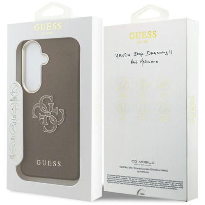 Case for Samsung Galaxy S26 Plus S947, Guess, 4G Grained Big and Classic Logo, Brown