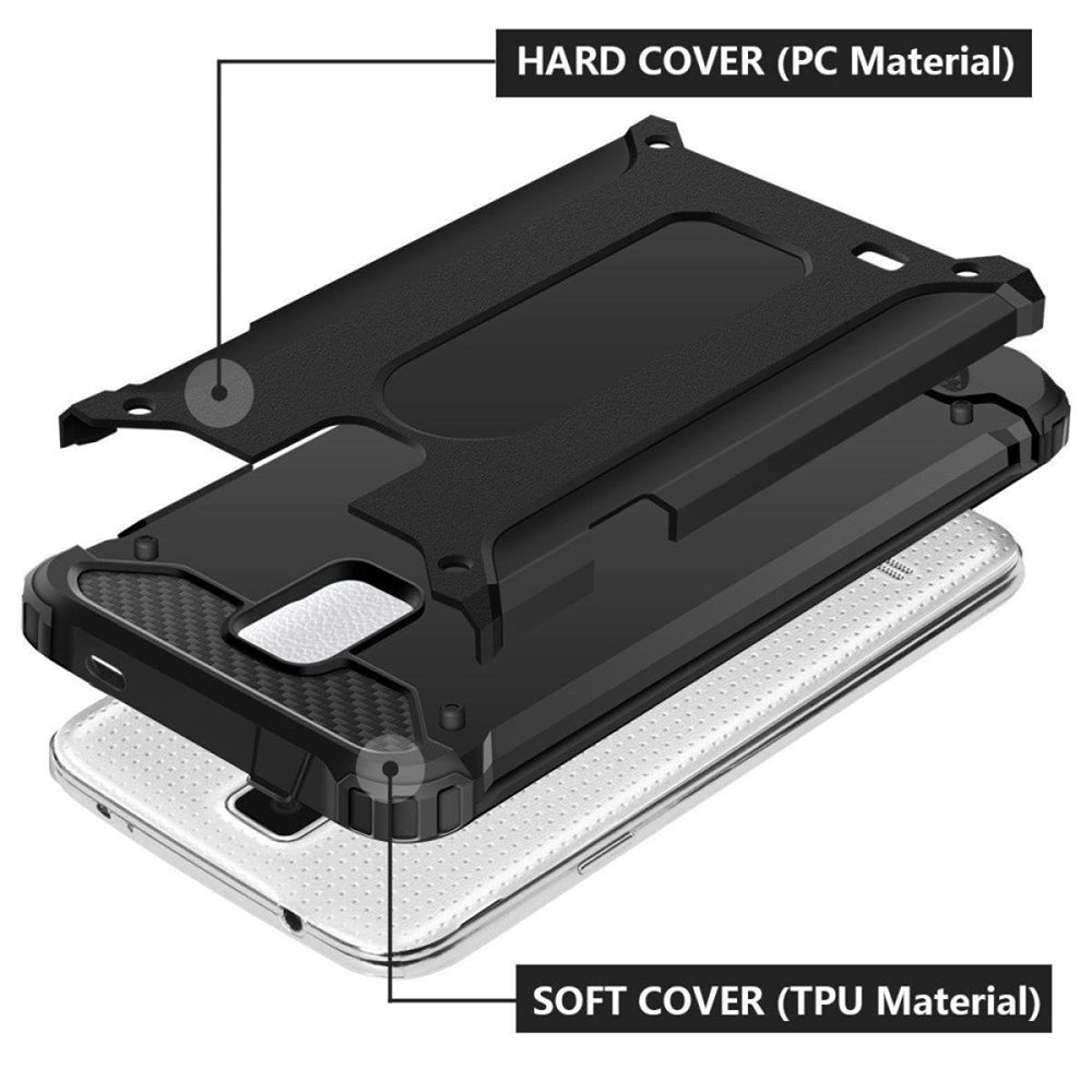 Case for Samsung Galaxy S5 G900, Techsuit, Hybrid Armor, Black