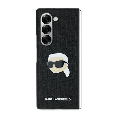 Case for Samsung Galaxy Z Fold6 F956, Karl Lagerfeld, Saffiano Monogram Karl's Head Metal, Black