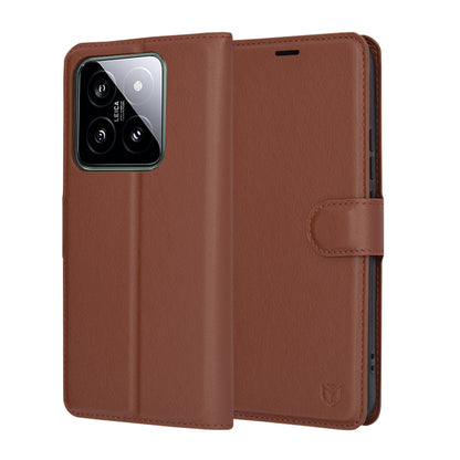 Case for Xiaomi 14, Techsuit, Leather Folio, Brown