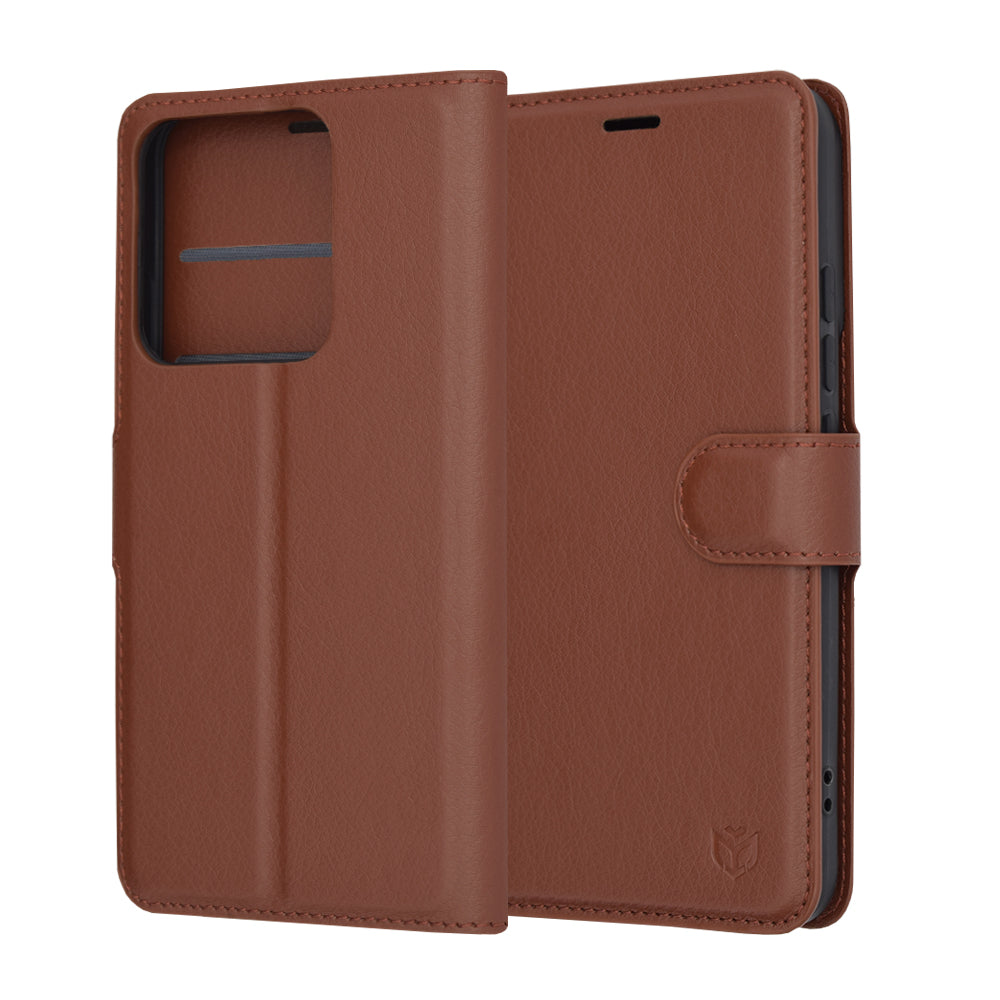 Case for Xiaomi 14, Techsuit, Leather Folio, Brown