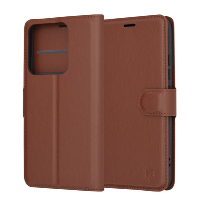 Case for Xiaomi 14, Techsuit, Leather Folio, Brown