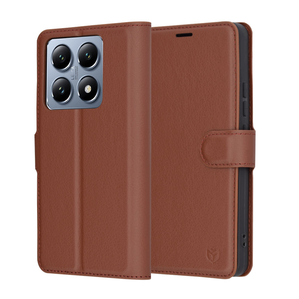 Case for Xiaomi 14T Pro, Techsuit, Leather Folio, Brown
