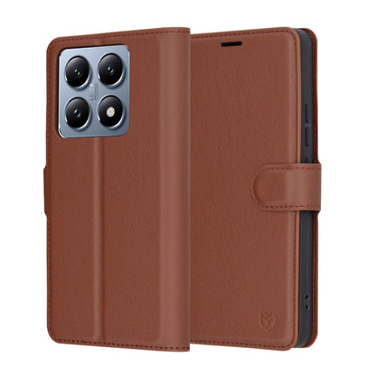 Case for Xiaomi 14T Pro, Techsuit, Leather Folio, Brown