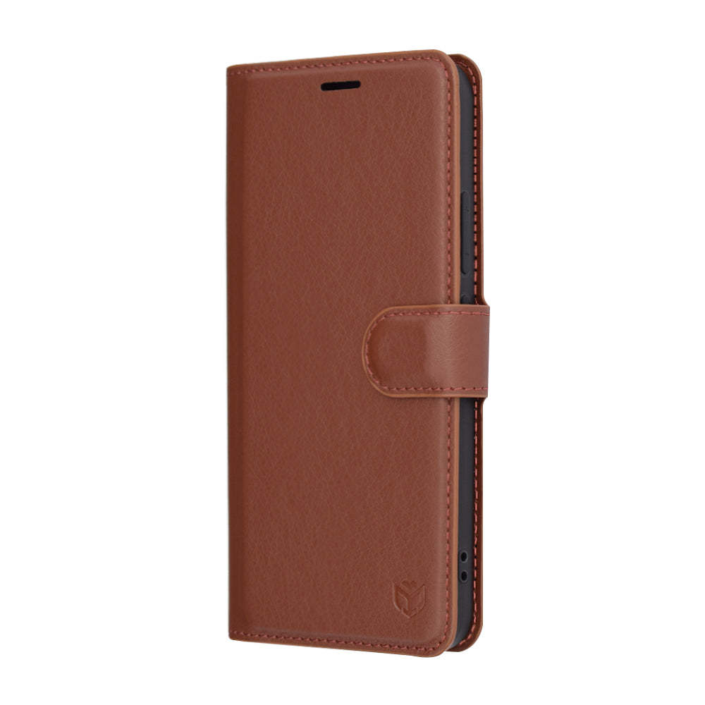 Case for Xiaomi 15, Techsuit, Leather Folio, Brown