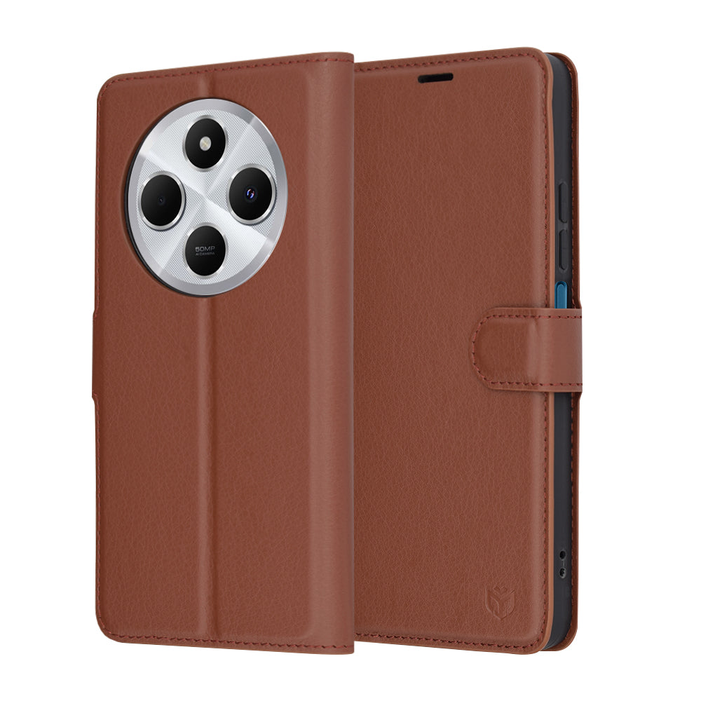 Case for Xiaomi Poco C75 / Redmi 14C, Techsuit, Leather Folio, Brown