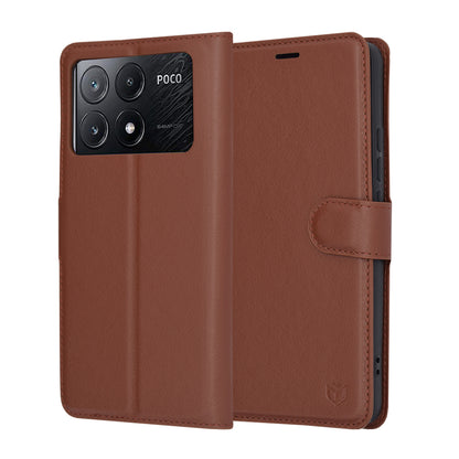Case for Xiaomi Poco X6 Pro, Techsuit, Leather Folio, Brown
